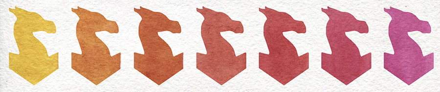 Aureoline by Rosa Gallery and Magenta Rose by Rosa Gallery watercolor paints mixing swatch